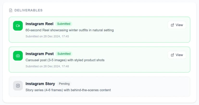 Deliverables Tracking